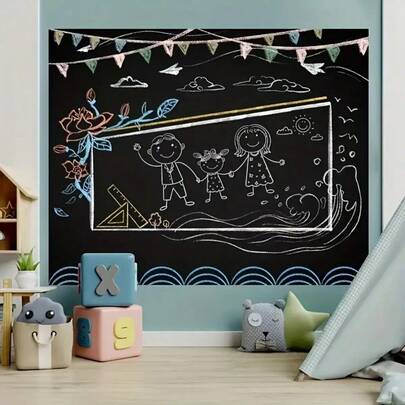1 Roll - Soft Chalkboard Contact Paper, 17.7 Inches Wide, Includes 5 Chalks - Made Of PVC Material, Suitable For Office, Bedroom, Classroom, Home Message Board