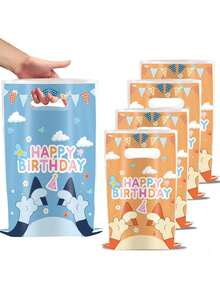 Juego de 10 bolsas de tela con el tema de la familia y los amigos de Blueys. Bolsas de regalo con diseños de Bingo, Coco, Rusty y Muffin para empacar regalos, dulces y suministros para fiestas