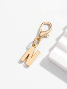 1pc Fashionable Minimalist 26 Small English Letter Shape Smooth Metal Keychain, Suitable For Women Car Key, Bag Decoration And Gift Christmas - Gold - View 25