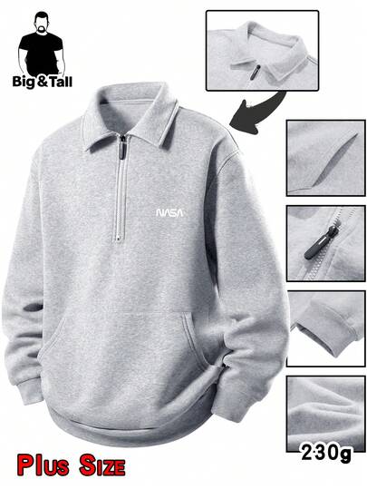 Autumn And Winter Plus Size Gray Hoodie For Men, Loose Fit, With Added Fleece For Warmth, Loose Belly For Slimming, Long Sleeved Collar For Top Dressing