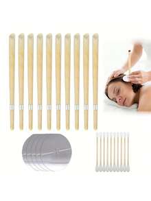 10 piezas de velas para los oídos, velas cónicas de cera de abeja Hopi para eliminar la cera de los oídos, velas aromáticas para los oídos con soporte, 100% cilindros de fragancia cónica hueca - Multicolor - Ver 11