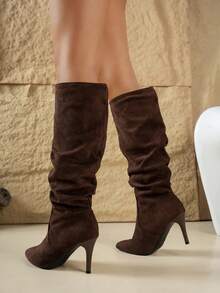 Fall/Winter Women's Fashion Pointed Toe Pleated High Heel Boots,Party