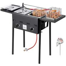 Outdoor Propane Deep Fryer, Dual-Tank 8QTx2 Commercial Fryer, Stainless Steel Cooker With Foldable Platform, Dual Basket, And Heat Adjustment, Floor Standing Fryers For Restaurant Home Snack Bar - 8QTx2 - View 8