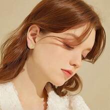 Stainless Steel Stud Earrings For Men Hypoallergenic Earring Flatback Black Earring Set Screw Back Studs Inlaid Cubic Zirconia Stud Earrings For Women Men - C-精緻金 - 查看 5