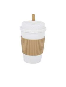 1pc Plastic Coffee Cup, Travel Mug With Lid - Multicolor - View 12