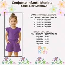 Conjunto Infantil Menina Algodão Manga Blusinha Manga Babado Short Elástico Bolso Conforto Verão Ben Kids Dia a Dia - Lilás - Visão 9