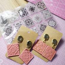 Tappetino in silicone con texture in argilla a motivo floreale barocco marocchino, fogli di texture in argilla, timbro in silicone per la realizzazione di modelli in polimero per orecchini e gioielli