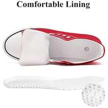 Haifago Women Hight Top Lace Up Casual Red Canvas Sneakers, Comfortable Lightweight Canvas Shoes For Women,High-Top Canvas Shoes Outdoor Fashion Women Shoes,Red Shoes - 紅色 - 查看 4