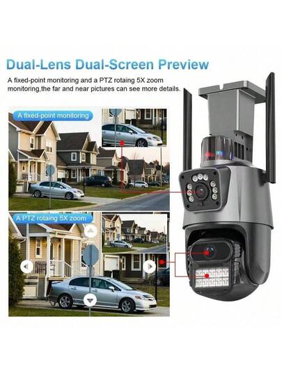 4K 8MP Dual Lens Screen IP Camera Wifi Waterproof IR Night Vision Auto Tracking Surveillance Cameras ICSEE App view 4