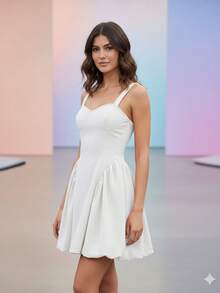 Women Midi Dresses - White - View 2