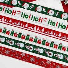 5 Yardas de Cinta Decorativa Navideña, Cinta con Tema de Muñeco de Nieve, Manzana Navideña para Envolver Regalos, Cinta para Envolver Regalos Navideños, Adecuada para Artículos Decorativos de Regalo de Navidad