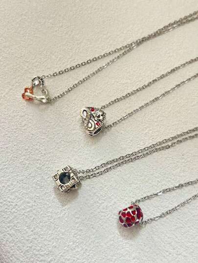 1 Stück minimalistischer & einzigartiger Halskette mit Zinklegierung-Perlenanhänger, geeignet für den täglichen Gebrauch von Frauen oder als Geschenk für Freundinnen zum Valentinstag