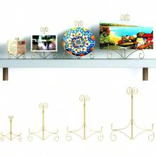 Plate Display Stands With Hinged Folding Design 8 Inch Picture Frame Stand For Tables Decorative Easels For Plates Photos Cards And Books 8 Gold - 金色 - 查看 4