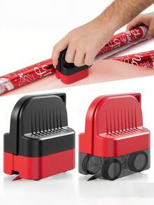 1pc Easy Cut Manual Wrapping Paper Cutter With Wheels,Christmas Gift Wrapping Paper Cutter - Portable, Efficient Straight Line Wrap Trimmer For All Rolls And Paper, No Battery Required, Wrapping Paper Cutter, Paper Roll Cutter,For Scrapbooking And Gift Wrapping, Easy To Use Cylindrical Packaging Cutter - Multicolor - View 2