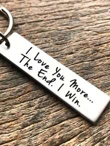 1Pc I Love You More End I Win Keychain,Couple Keychain,Keyring Boyfriend,Girlfriend Birthday,Anniversary Him - Silver - View 1