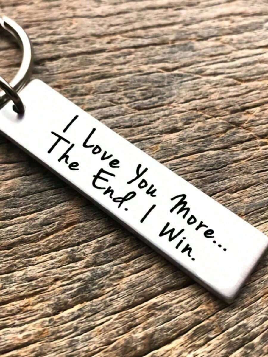 1Pc I Love You More End I Win Keychain,Couple Keychain,Keyring Boyfriend,Girlfriend Birthday,Anniversary Him - Silver - View 1