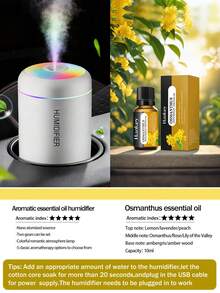 [Thick Mist + Super Quiet]This 180ml Car Humidifier Comes With Color Mood Lighting. It Has Two Working Modes: Smart Timed Auto-Off, And Can Be Used In Car Or On Desktop As An Air Humidifier And Diffuser. - Black and White - View 17