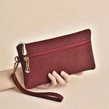 Monedero de Cremallera para Damas de Diseño Único, Bolso de Mano para Damas, Bolso de Teléfono Móvil de Moda y Versátil, Bolso Cuadrado Pequeño Casual - Negro - Ver 8