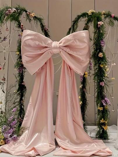 1 件装大粉色蝴蝶结背景幕布，生日派对房间墙面装饰，巨型丝带系带悬挂礼物墙面装饰拍照道具，完美的迎婴派对、婚礼派对装饰、圣诞节窗户装饰、圣诞装饰、家居圣诞礼物、圣诞装饰