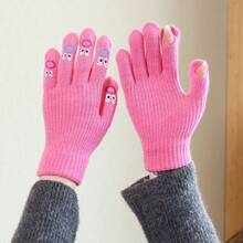 Cute Warm Knitted Knitted Gloves For Women, Autumn/Winter, Touchscreen, Windproof, Cycling, Thermal Mittens - Multicolor - View 10