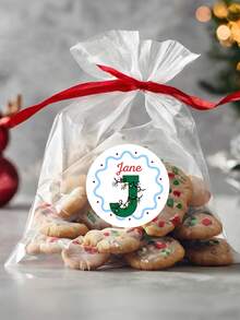 20/40/80pcs Customized Christmas Label Stickers, Custom Text,Available For 26-Letter Customization, Personalized Text Customization, Gift Label Stickers, And Customized Initial Christmas Gift Stickers,Christmas Gift ,Personalized Gifts - Multicolor - View 3