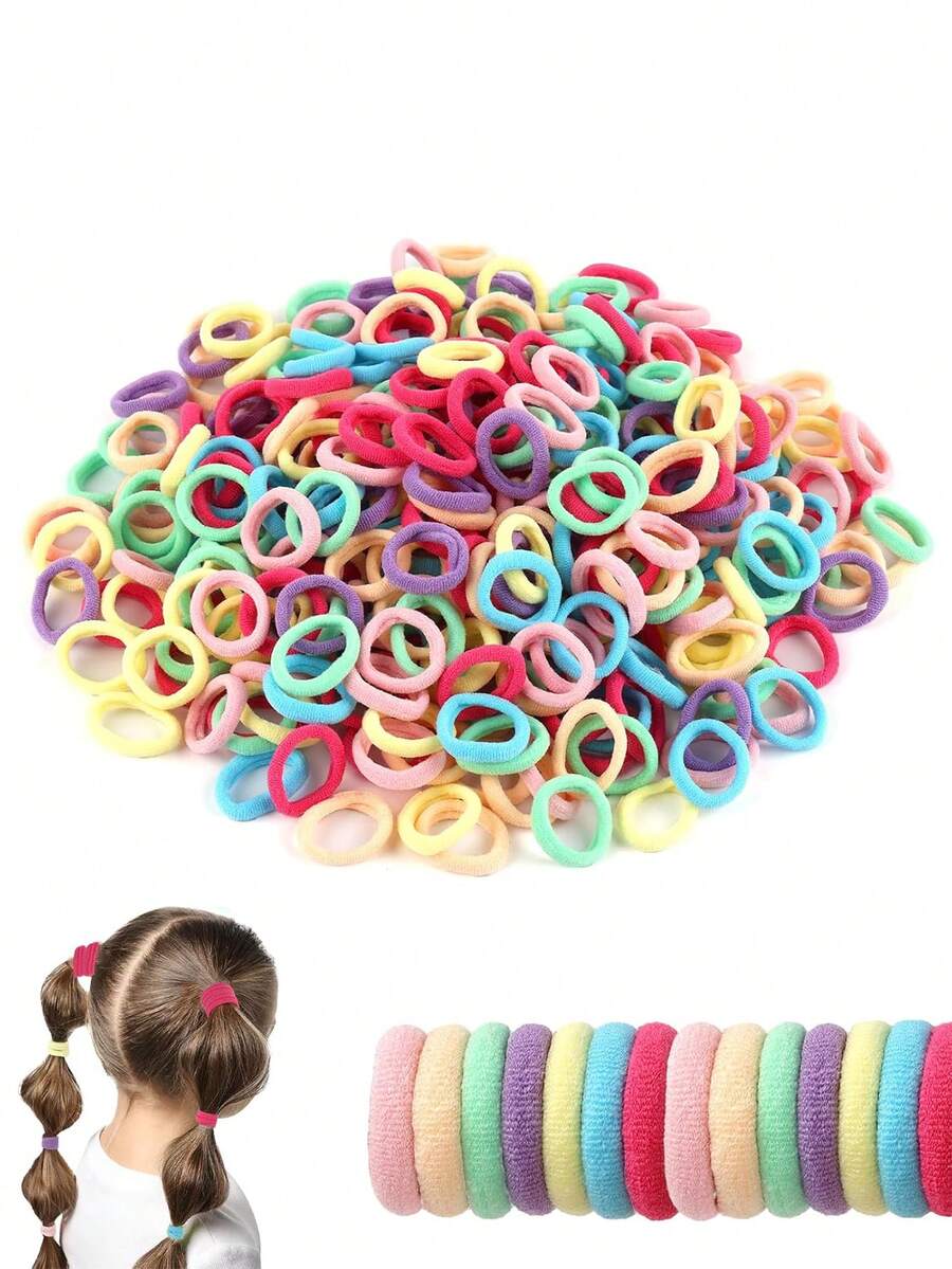 Colored Hair Bands For Girls, 100/500/1000pcs/Pack, Polyester Nonwoven Fabric, Mixed Colors - Perfect Gift For Students - Multicolor - View 1