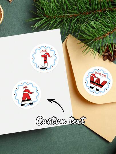 20/40/80pcs Customized Christmas Label Stickers, Custom Text,Available For 26-Letter Customization, Personalized Text Customization, Gift Label Stickers, And Customized Initial Christmas Gift Stickers,Christmas Gift ,Personalized Gifts