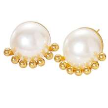 1 Đôi bông tai đinh tán bằng thép không gỉ ngọc trai giả thanh lịch thời trang, đa năng để đeo hàng ngày - Hoa tai thép không gỉ đính ngọc trai giả - Xem 5