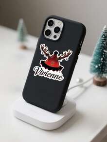 6/12/24pcs Customized 2025 Christmas Antler Style White Background Stickers, With Text Name Customization Available. Christmas Gift Stickers, Christmas Gift Stickers For Couples, Family Members And Friends, Christmas Gift, Personalized Gifts - Multicolor - View 3