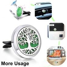 Nuevos productos difusores de aromaterapia Difusor de perfume para coche con diseño de árbol de la vida, ambientador de rejilla de ventilación, difusor de fragancia y aroma, colgante giratorio con compartimento abierto, accesorios de decoración del hogar DIY, regalos - Plateado - Ver 8