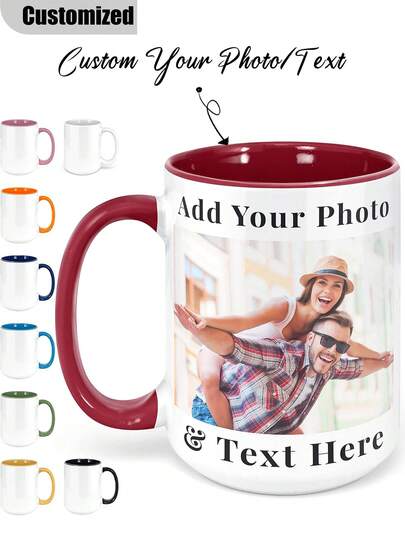 1ชิ้น แก้วกาแฟเซรามิกแบบกำหนดเอง สามารถพิมพ์ข้อความของคุณได้ เหมาะสำหรับแก้วสำหรับคุณผู้ชาย/คุณผู้หญิง, แก้วคู่รัก, ชุดแต่งงานใหม่, ของขวัญสำหรับภรรยาใหม่, แก้วโฆษณาคาเฟ่, ความจุ 11 ออนซ์