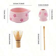 1pc/2pcs/3pcs/4pcs/5pcs Matcha Set, Cute Matcha Set Including 1 Matcha Bowl, 1 Matcha Spoon, 1 Matcha Stand, 1 Bamboo Scoop, 1 Sifter. 5pcs Matcha Set, Suitable For Matcha Lovers And Beginners, Perfect For Preparing Matcha Latte Beverage Ritual At Home Or Restaurant - Pink - View 8