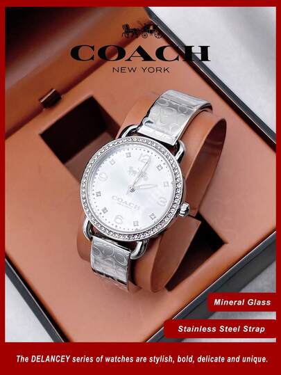 Coach Delancey White Dial Silver Steel Strap Watch For Women