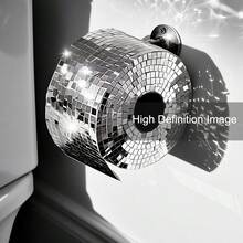 1 幅带框/无框迪斯科球厕纸海报美学黑白浴室少女风情装饰时髦油画帆布印刷简约时尚墙壁画适用于宿舍、公寓、卫生间、客厅、卧室、现代家居装饰