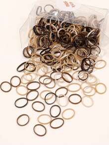 100/500/1000个/包 女士多色发圈，混合咖啡色迷你弹力发带，一次性小号橡皮筋，简约纯色发饰，日常使用，马尾辫，婚礼发型，马尾辫发圈，发绳，发圈 - 混卡色 - 查看 16