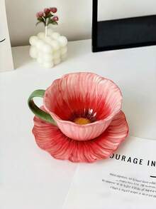 French Ceramic Cup, Baking Tray, High-Quality Water Cup, Tulip Tray Design, Coffee Cup & Saucer Set, Tea Cup & Saucer - Multicolor - View 7