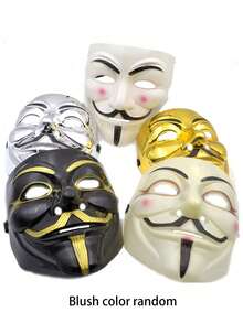 1 件万圣节恐怖面具，复仇化妆舞会 V 型面具，适合万圣节主题派对服装