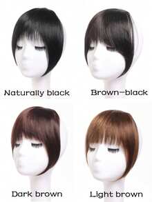 Yake Silk Thickened Fluffy With Double Bangs Ladies Synthetic Wig Bangs Hairpin Three-Card, Claw Clips