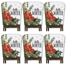 2/4/6pcs Set, Home Decor, Luxury Christmas Pattern Linen Chair Covers, Suitable As Christmas Gift, Christmas Decoration, For Daily Home Decor, Living Room, Dining Room, Garden, Hotel Restaurant Holiday Parties, Washable Polyester Material, Chair Seat Cushion Covers