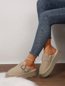 Shoes For Women Slip-On Platform Loafers Chunky Heels Causal Shoes Fluffy Fuzzy Warm Winter Slippers House Bedroom Shoes Outdoor Indoor Spring Autumn Ladies Shoes Loafers Flats Bedroom Slippers Indoor Outdoor Walking Travel - 杏色 - 查看 7