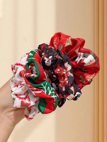 4pcs/Set Christmas Hair Accessories For Women, High Elastic Curly Hair Scrunchies, Suitable For Buns, High Ponytails, Very Practical, Ideal For Parties, Gifts, Holidays ,Beauty ,Hair Ties