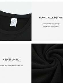 3 Pack Round Neck Long Sleeve Regular Thermal Underwear Top  Thick And Keep Warm Warm Top - Black - View 4