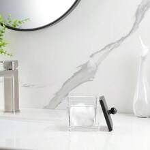 H Apothecary Glass Cotton Jar Holder Qtips, Cotton Balls, Floss, Storage Canister, Bathroom Organization, With Matte Black 304L Stainless Steel Lid, Vanity Organizer - Negro - - Ver 8