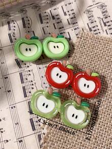 1pc Cute Cartoon Apple Slice Duck Clip, Bangs Clip, Vibrant Color Hair Accessory For Girls, Suitable For Daily Wear, Claw Clips