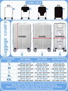 1件 300g/M² 加厚動物印花行李箱套，適用於商務旅行、度假、觀光、託運行李和返校旅行。適合20-28英吋行李箱。行李箱套/防塵套，旅行度假必需品。 - 藍色 - 查看 6
