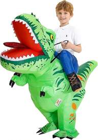 Costume da dinosauro gonfiabile per bambini, costume da Tyrannosaurus Rex per Ognissanti, divertente per feste, adatto per ragazzi/ragazze - Verde - Visualizzare 4