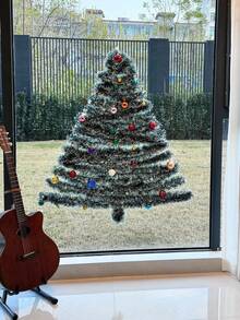 10PCS 9 Cm 2-Meter Encrypted Christmas Decorative Strips, Woolen Strips, Floral Ribbons, Dark Green, White Edge, Green Edge, Festive Atmosphere Decoration Supplies - Multicolor - View 5