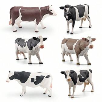 Juego de figuras de animales sólidos educativos para niños - Vaca realista, búfalo, buey amarillo, rinoceronte, cebú, bisonte y modelos de toro, juguetes de aprendizaje PVC para niños pequeños, accesorios de reconocimiento de animales Montessori, decoración de clase de ciencias preescolar, regalo de cumpleaños para niños y niñas de 3+ años