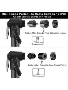 EstiloWOTOW Mini Bomba De Bicicleta Ciclismo, Bomba De Aire PortáTil, Kit De ReparacióN De NeumáTico VáLvula Presta Schrader Para Bicicleta MontañA Carretera BMX Balones DeportivosVersióN Mejorada - Negro 120 PSI - Ver 3