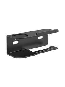 1 pezzo Portarotolo di carta igienica, Portarotolo con mensola, Organizer da bagno in acciaio inossidabile, Montaggio adesivo e a vite, Per bagno, antibagno, cucina, roulotte (Nero)Portarotolo da parete per carta igienica con vano portasalviette in acciaio inossidabile opaco nero, Portasalviette, Appendiabiti da parete per il bagno